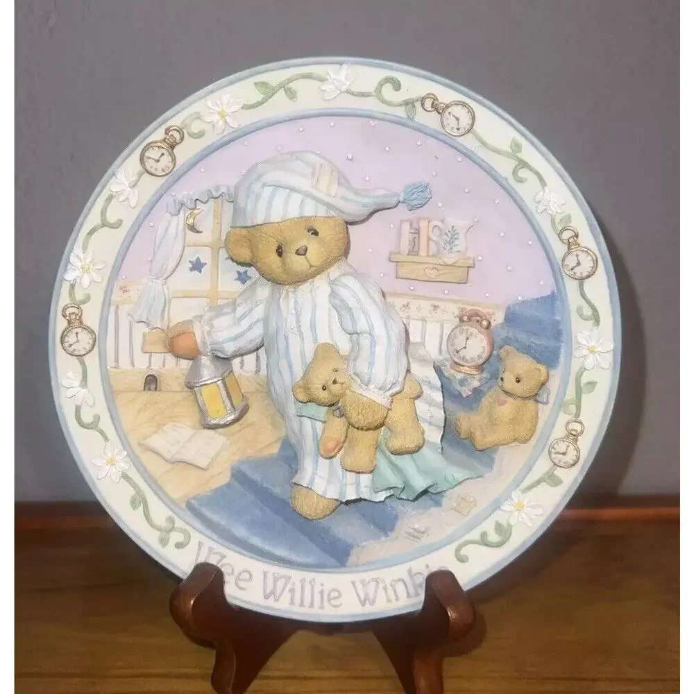 Cherished Teddies Wee Willie Winnie Good Night Enesco Figurine Plate Antique Mom